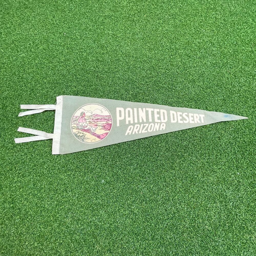 Vintage Painted Desert Arizona Felt Pennant Travel Souvenir Mid Century